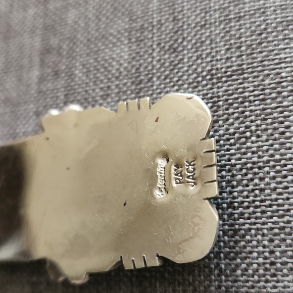 Amazing Handmade Native American Navajo Inlaid Pendant by Ray Jack 💙🖤🩵 - Picture 6 of 16